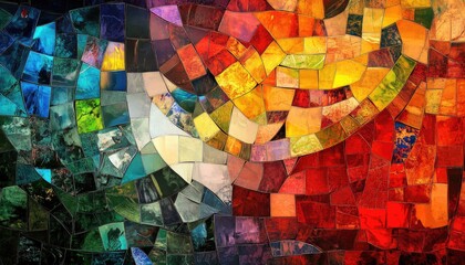 Poster - Colorful mosaic texture featuring a vibrant array of images creating a captivating and artistic backdrop
