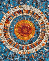 Poster - Abstract decorative mosaic texture featuring a symmetrical round design