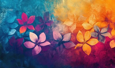 Poster - Vibrant floral artwork featuring a colorful design for a textured background