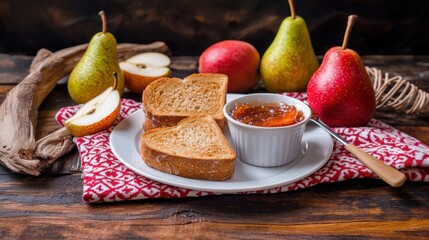 Fresh homemade pear jam with pear fruit