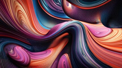 Poster - Abstract background featuring colorful stripes with a stretched pixel effect enhanced by decorative fantasy ornaments in a 3D illustration style