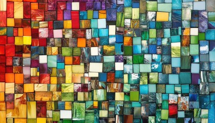 Poster - Colorful mosaic texture featuring a vibrant array of images creating a captivating and artistic backdrop