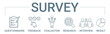 © Luckyicons - Survey concept banner icon contain of questionnaire, feedback, evaluation, research, interview, and result vector illustration