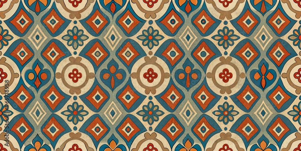 Geometric Patterns Historic Vintage geometric pattern with warm colors and historic motifs for ...
