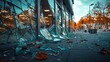 © Gasspoll - Shattered glass scattered on a city street outside a broken window