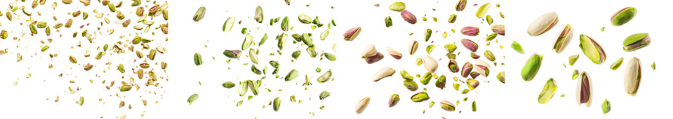 Aufkleber - An isolated pile of pistachios chopped on white, with a top view
