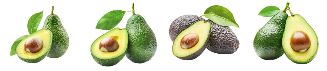 Poster - An avocado with leaves isolated on a transparent background (.)