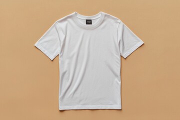 Wall Mural - Simple Tshirt Flatlay mockup in beige background created with generative AI