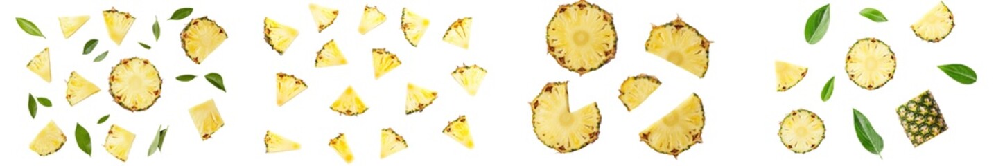 Poster - This is a set of pineapples isolated on white backgrounds with clipping paths and full depth of field