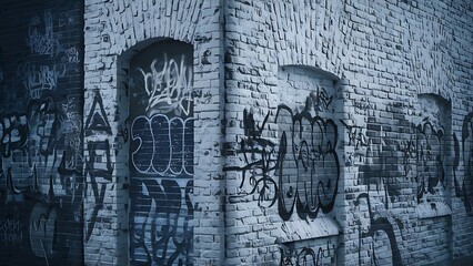 Full frame of white grunge textured brick wall background