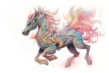 Sticker - PNG Chinese Qilin running art animal dragon.