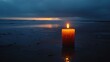 © Nottenaj - 47. A solitary candle flickering in the wind on a desolate beach, fragility, the endurance of hope amidst despair