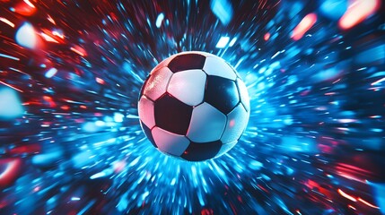 Poster - Soccer Ball in Neon Light Explosion