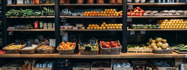 Wall Mural - Variety of fresh produce on display in a local grocery store