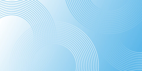 blue background with white circle rings. Blue gradient minimal vector background with dotted and circle shape. geometric shape website landing page or banner template modern style vector illustration.