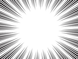 Poster - Abstract manga background. Comic explosion, motion speed vector radial line action effect. Anime comic book abstract frame with black pattern of superhero action lines