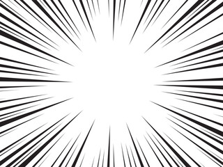 Poster - Abstract manga background. Comic explosion, motion speed vector radial line action effect. Anime comic book abstract frame with black pattern of superhero action lines