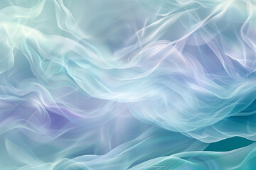 Wall Mural - Cool abstract wave-like flowing textures in soft pastel blue and green.