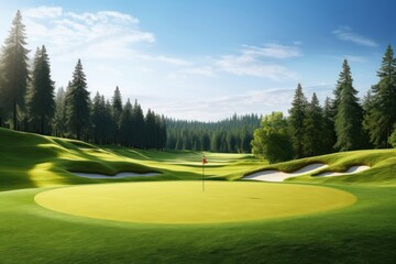 Wall Mural - Sunny golf course outdoors nature sports.