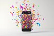 © Anna - Colorful Confetti Explosion from Smartphone - Ideal for Celebrations, Parties, and Festive Designs