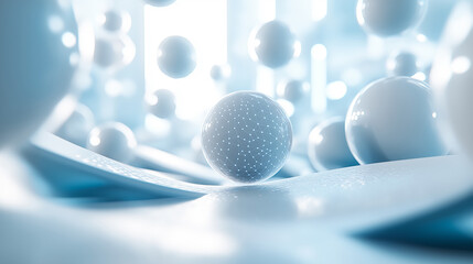 Wall Mural - A close up of a white ball with a lot of other white balls surrounding it