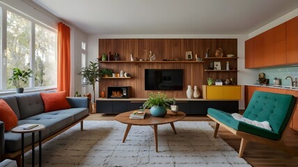 midcentury scandinavian style of a living room