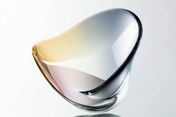 Poster - A curved translucent glass bowl with a gradient color, demonstrating elegance and a unique, modern artistic flair through simplicity.