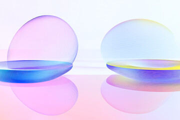 Poster - Abstract depiction of semi-transparent pastel forms with a light gradient effect, forming an artistic and dreamy visual harmony.