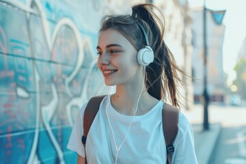 Wall Mural - T shirt mockup accessories electronics headphones.