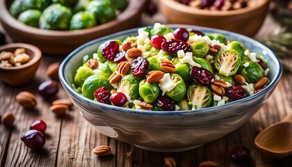 Wall Mural - Homemade Brussel Sprout Salad with Cranberry Nuts and Cheese
