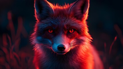 Ultra-sharp neon fox portrait with radiant lighting effects in an eye-catching high-res image