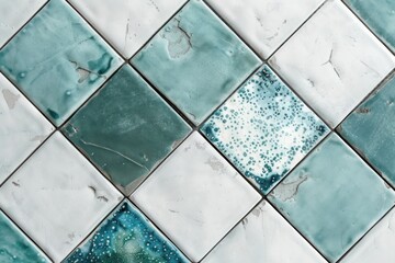 Wall Mural - Tiles teal pattern backgrounds turquoise floor.