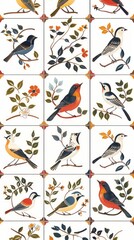 Sticker - Tiles of bird pattern backgrounds repetition blackbird.