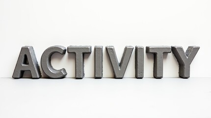 Wall Mural - activity text carved in stone letters on white background