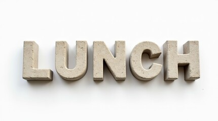 Wall Mural - lunch spelled out in stone blocks on white background