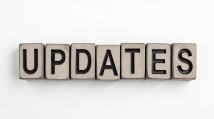 Wall Mural - updates text carved in stone blocks on white background