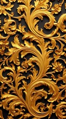 Sticker - Gold renaissance arts bas relief pattern wallpaper backgrounds creativity.