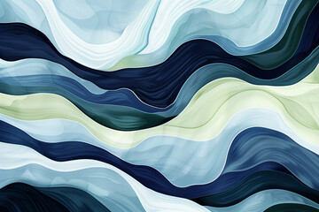 Wall Mural - Deep blue and teal abstract fluid waves in a smooth motion, evoking the flow of water and a sense of peacefulness.