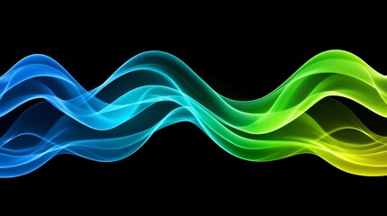 Poster - A colorful wave with blue and green colors. The wave is long and has a lot of movement