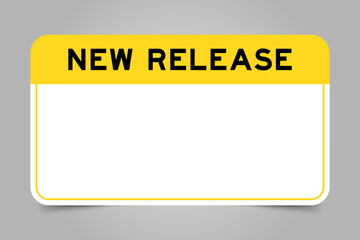 Canvas Print - Label banner that have yellow headline with word new release and white copy space, on gray background