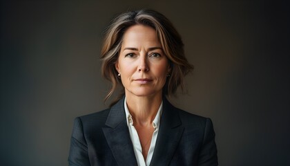 Wall Mural - Confident Businesswoman Portrait Featuring Middle-Aged Professional in Elegant Suit Against a Clean Cut-Out Background