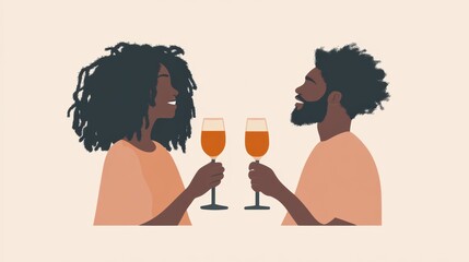 A man and a woman holding glasses of wine