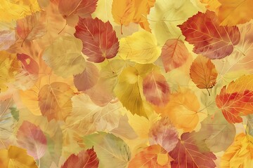 Wall Mural - Soft Hues of Autumn Leaves Blending into a Warm Background