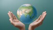© TransPicHub - Hands supporting a globe, symbolizing care for the Earth and global unity, ideal for themes of sustainability and environmental awareness.