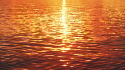 Aufkleber - The horizon glows with a brilliant gradient of gold and red, reflecting off the calm waters below as the sun dips below the horizon.