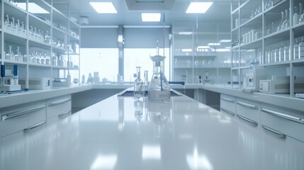 Poster - Empty laboratory with sleek countertops and high-tech instruments
