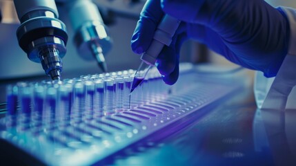 Poster - Laboratory researchers working with advanced technology and data acquisition systems, engaged in detailed scientific tasks.