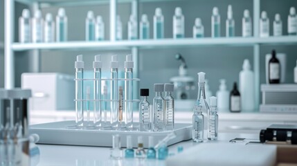 Poster - Laboratory workspace with pipettes and test tubes