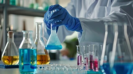 Poster - Scientist conducting chemical experiment in a laboratory