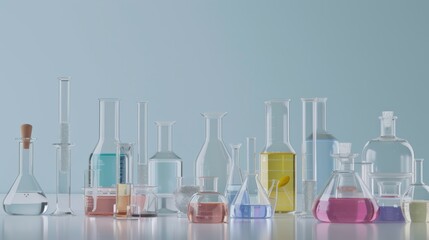 Poster - Various chemical elements in laboratory glassware